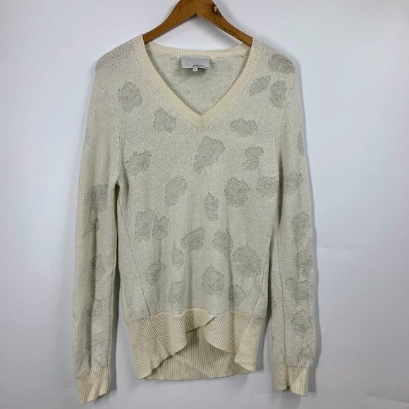 3.1 Phillip Lim Women's Ivory Floral Wool Cashmere Blend Contrast Sweater Size M - Picture 1 of 13